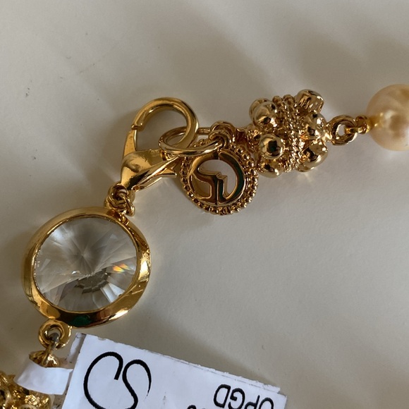 *NWT* Classy Vintage ST. JOHN COLLECTION Gold, Pearl & Faceted Crystal Necklace - Picture 8 of 8